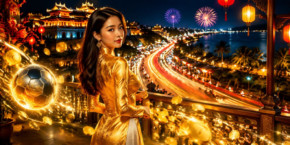 Người dùng Huế mặc áo dài theo dõi kết quả thể thao và nhận thưởng trên điện thoại fun79