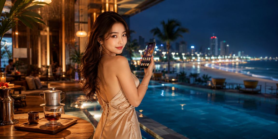 Người dùng tại Vũng Tàu tải ứng dụng fun79 Android bên ly cà phê buổi sáng